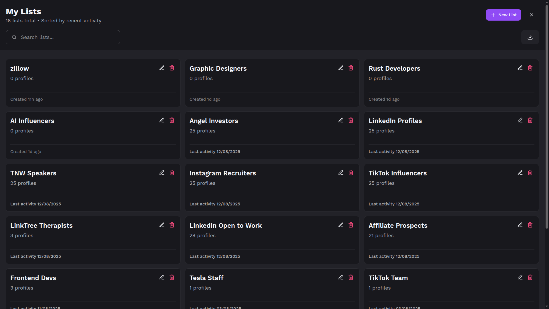 Profile List Manager