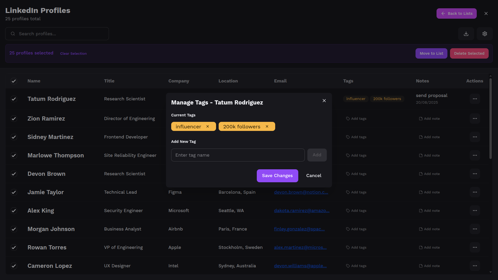 Profile Tagging View